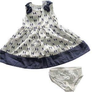 Gymboree dog dress. White and navy. Size 12-18 months.